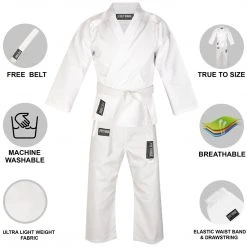Fistrage USA FISTRAGE Karate Gi 8 Oz Lightweight Uniform With Belt Soft Poly Cotton Blend Fabric For Martial Arts Beginner Training Suit Gi's