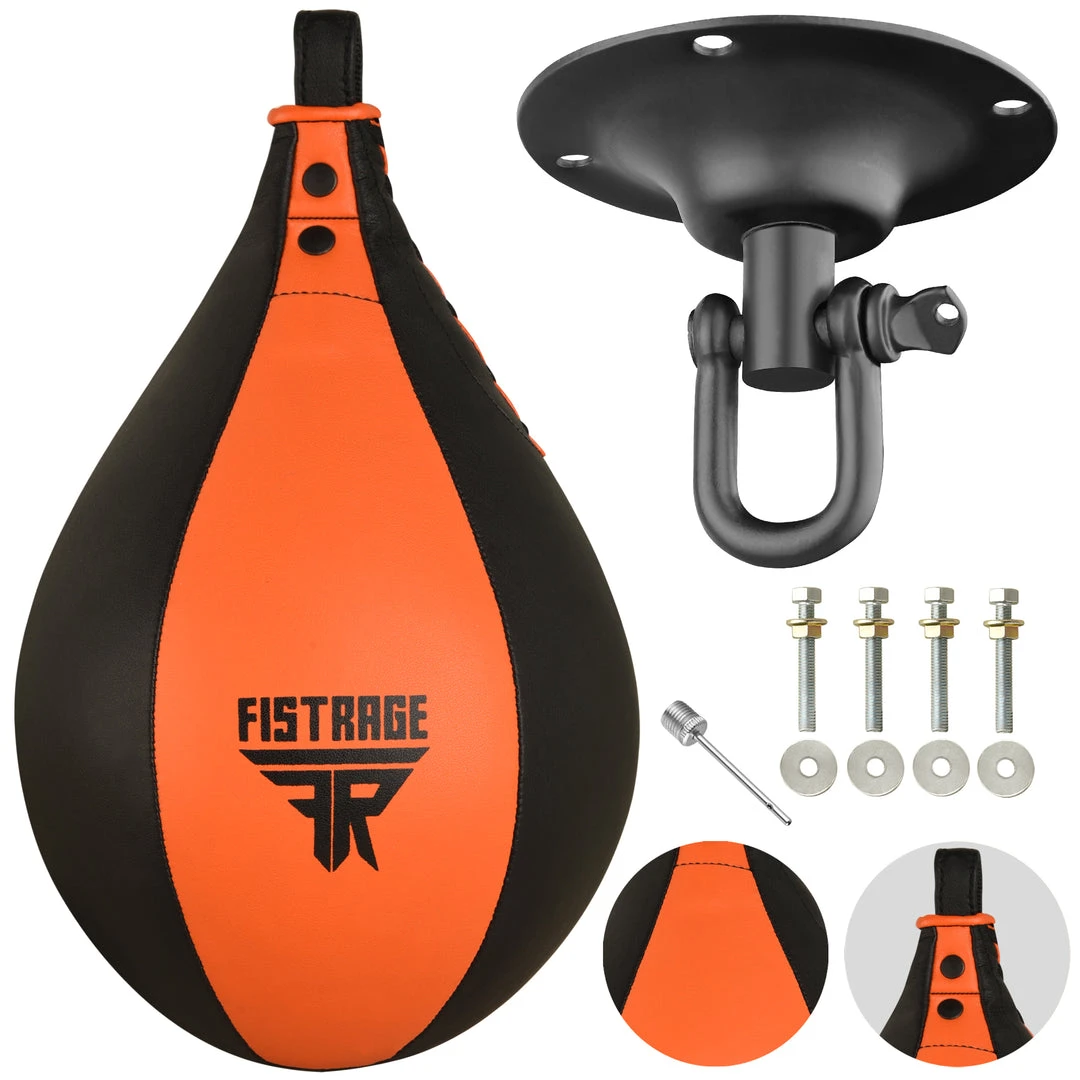 Fistrage USA FISTRAGE Speed Bag Leather Lightweight Boxing Ball MMA Muay Thai Training Punching Dodge Striking With Free Hanging Swivel Workout Speedball Kit Kicking Equipment Speed Bags 3 Fistrage USA FISTRAGE Speed Bag Leather Lightweight Boxing Ball MMA Muay Thai Training Punching Dodge Striking With Free Hanging Swivel Workout Speedball Kit Kicking Equipment Speed Bags